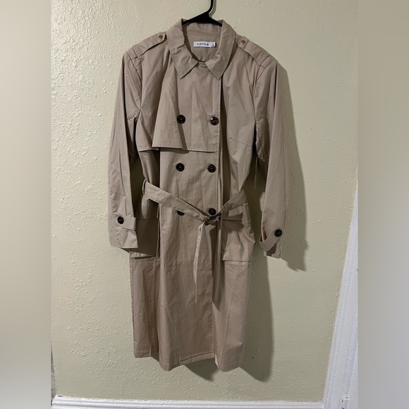 JUSTFAB Classic Tan Trench Coat - Picture 5 of 8